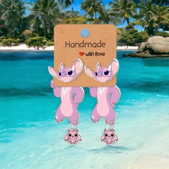 New 2 part Disney earrings ANGEL from Lilo & Stitch - Picture 1 of 1